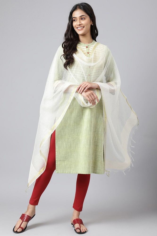 Buy Kaajh Women's Off White Lucknow Chikankari Cotton Kurta Set With Dupatta  Online at Best Price | Distacart